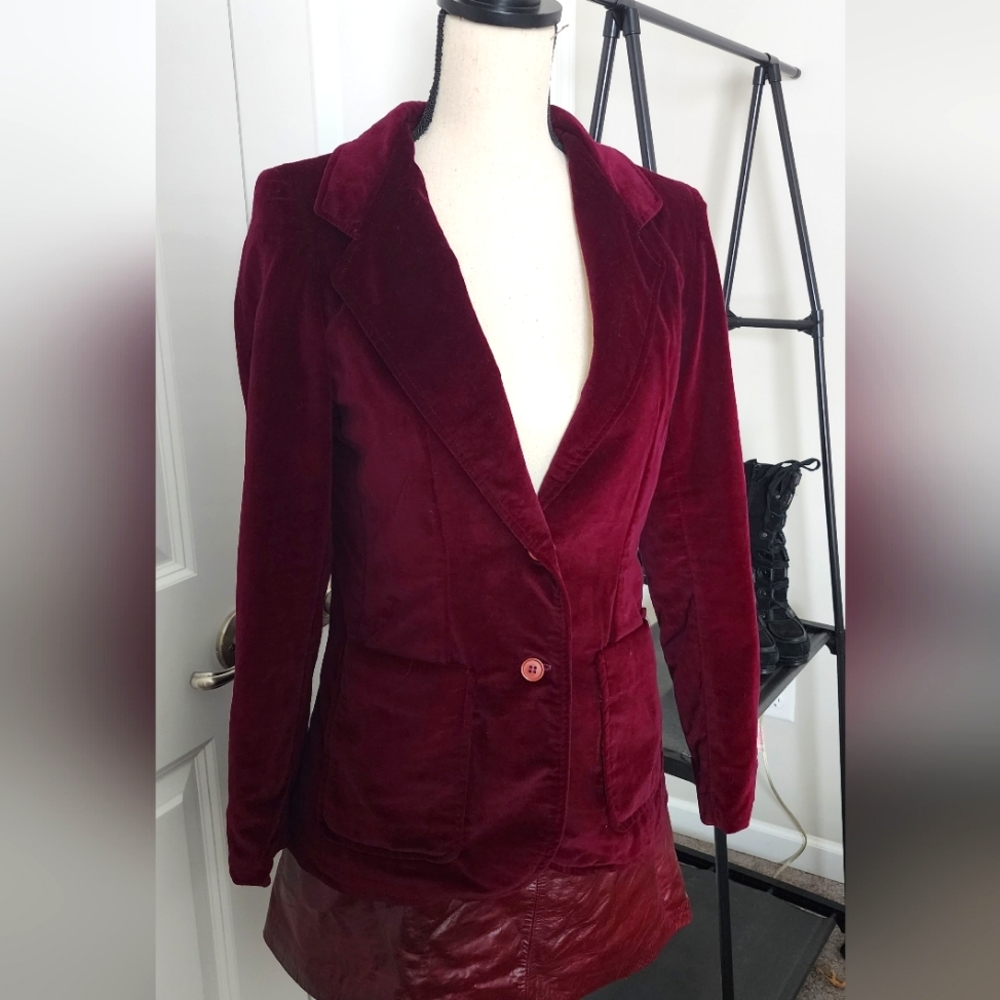 Maroon Velvet Blazer